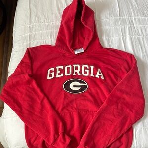 Champion Red Hoodie with Georgia Logo